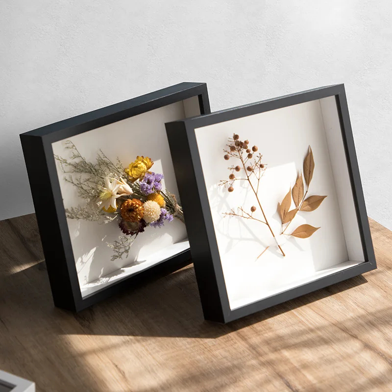Engraved Wood Frame - 深さ3cmの木製フレームを備えた9インチのシャドーボックス。3D作品の展示に使用され、北欧風DIY木製フレームの写真装飾に適しています。