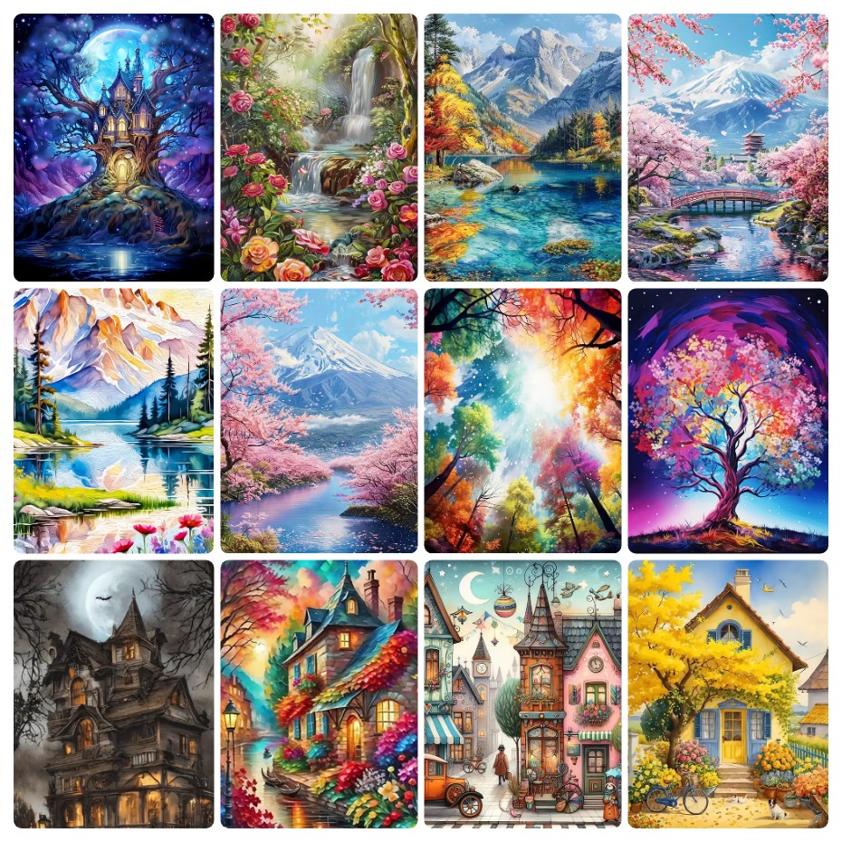 Photo Mosaic Print - 5D DIYダイヤモンドペインティング レジェンドフラワーランドスケープ フラワーダイヤモンドモザイク 手作りアート 精巧なクリエイティブギフト