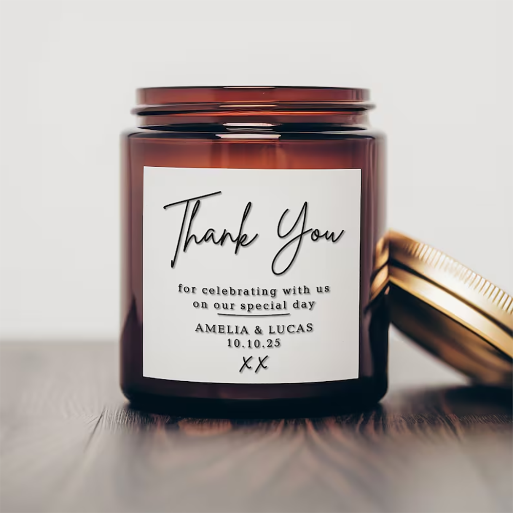 パーソナライズされた正方形のステッカー ワインまたはキャンド - Personalised Candle Label のレビューと価格
