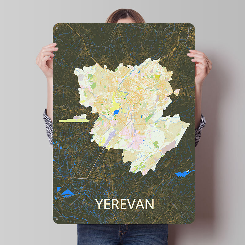 エレヴァン市内地図ブリキポスターカスタムウォールアートヴィン - Custom Map Poster のレビューと価格