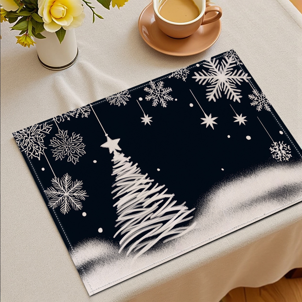 4枚セットのフェスティバル用プレースマット。クリスマスツリー - Family Tree Print のレビューと価格