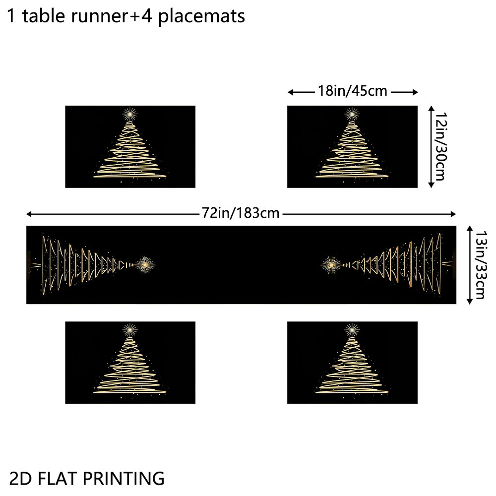 クリスマスをテーマにした、金色のツリー柄のテーブルランナーと - Family Tree Print のレビューと価格