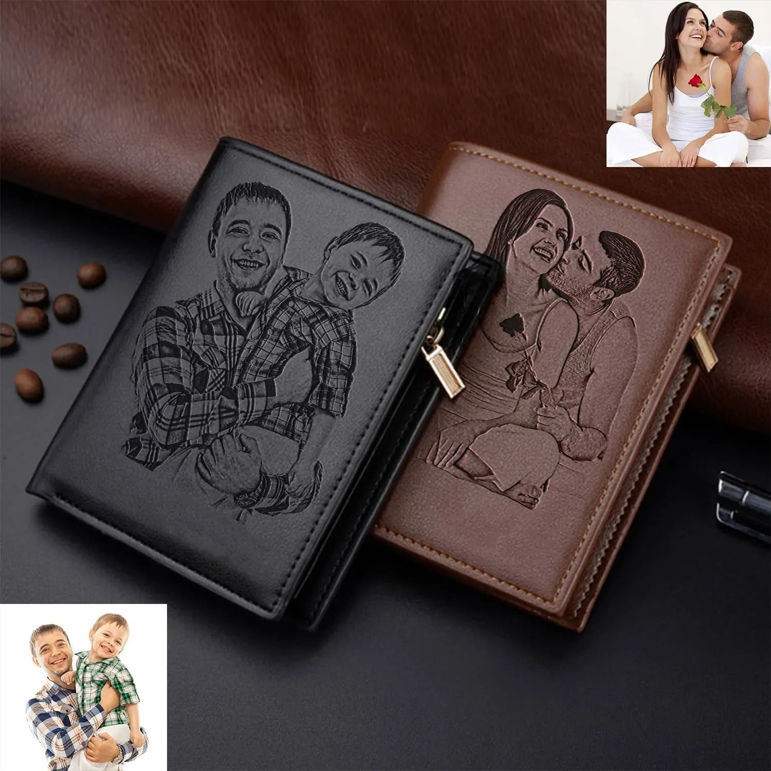 カスタム刻印メンズフォトウォレット |   名前とイメージで - Personalized Name Box のレビューと価格